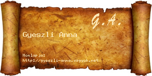 Gyeszli Anna névjegykártya